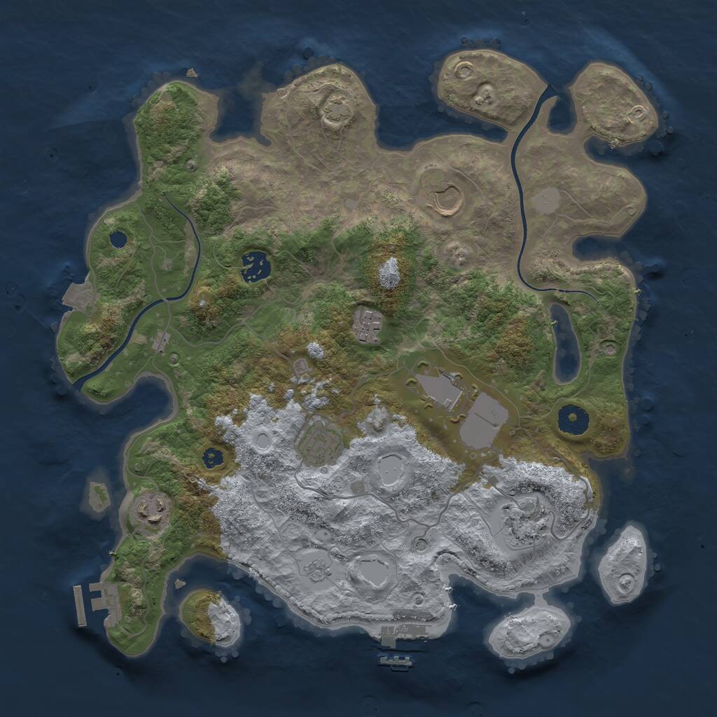 Rust Map: Procedural Map, Size: 3500, Seed: 529215871, 13 Monuments