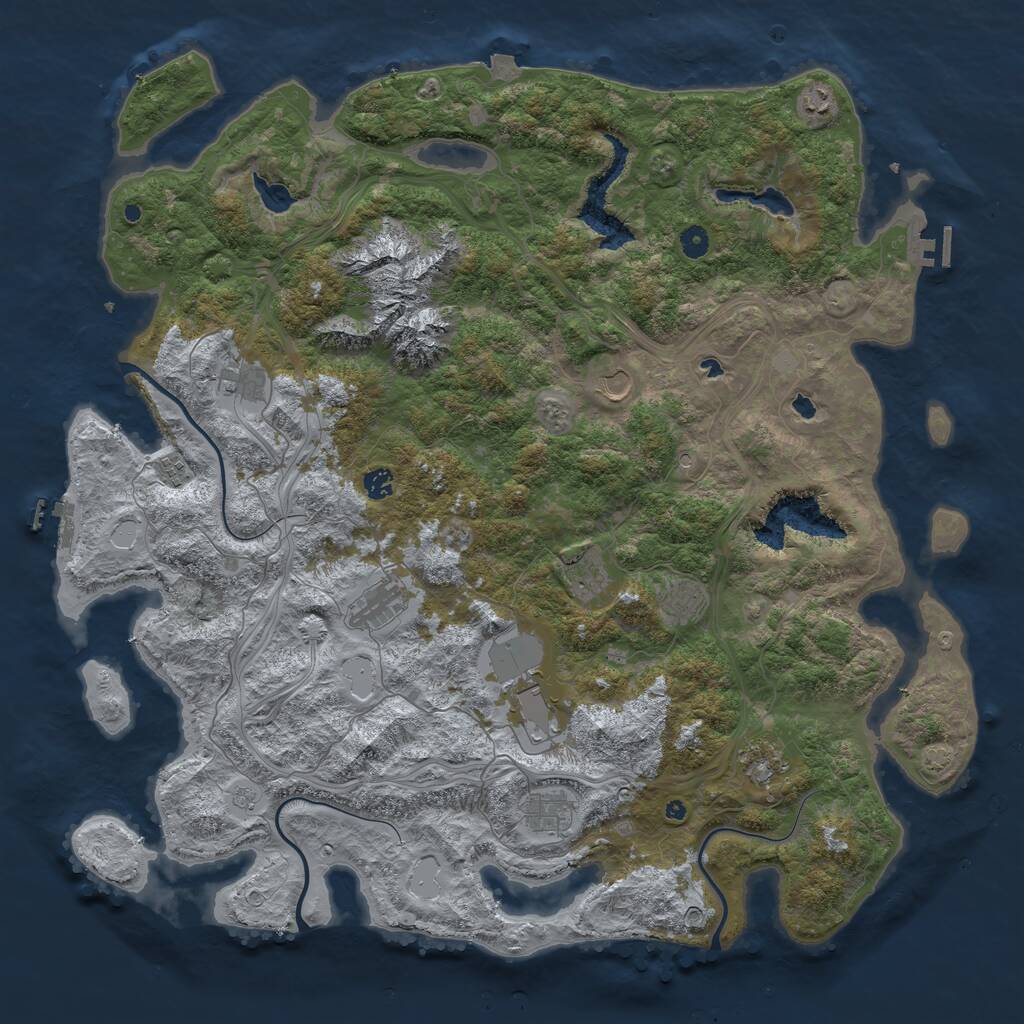 Rust Map: Procedural Map, Size: 5000, Seed: 465435643, 17 Monuments