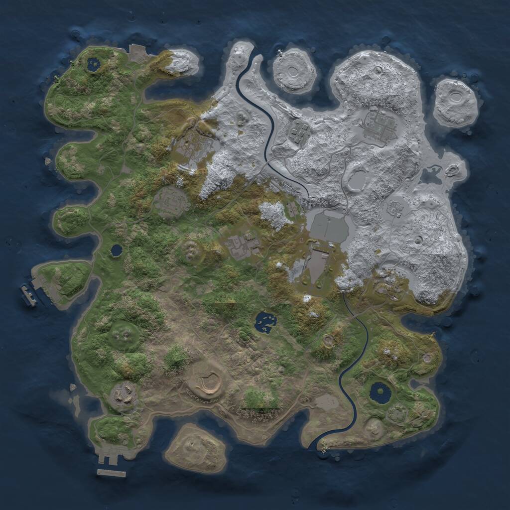 Rust Map: Procedural Map, Size: 3600, Seed: 105654302, 15 Monuments