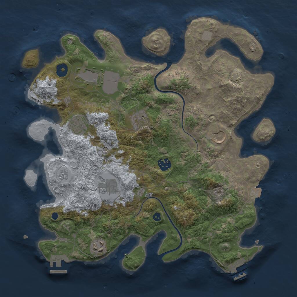 Rust Map: Procedural Map, Size: 3500, Seed: 1613081081, 13 Monuments