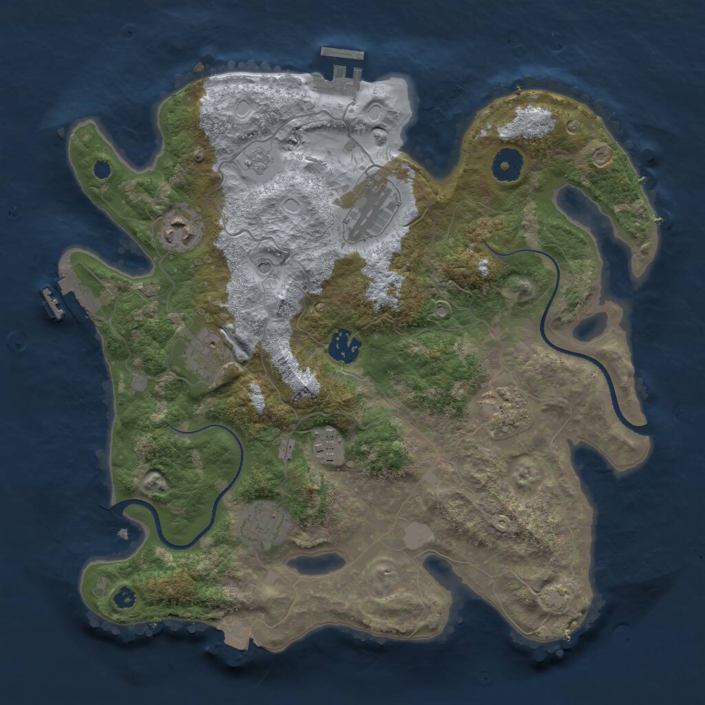Rust Map: Procedural Map, Size: 3300, Seed: 627437620, 13 Monuments
