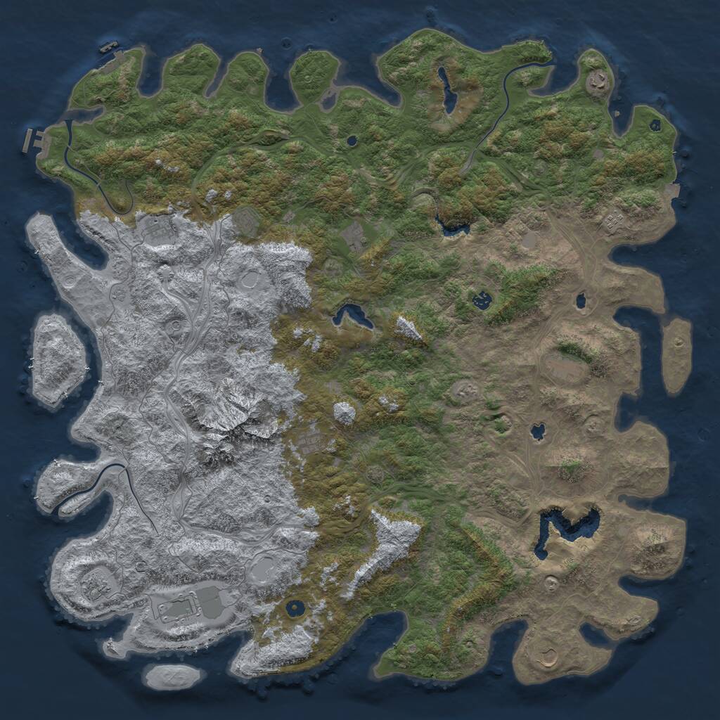 Rust Map: Procedural Map, Size: 6000, Seed: 717274344, 17 Monuments