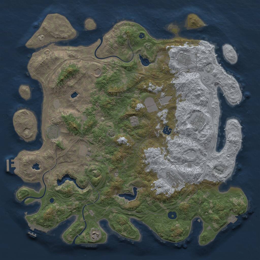 Rust Map: Procedural Map, Size: 4500, Seed: 1040957084, 16 Monuments