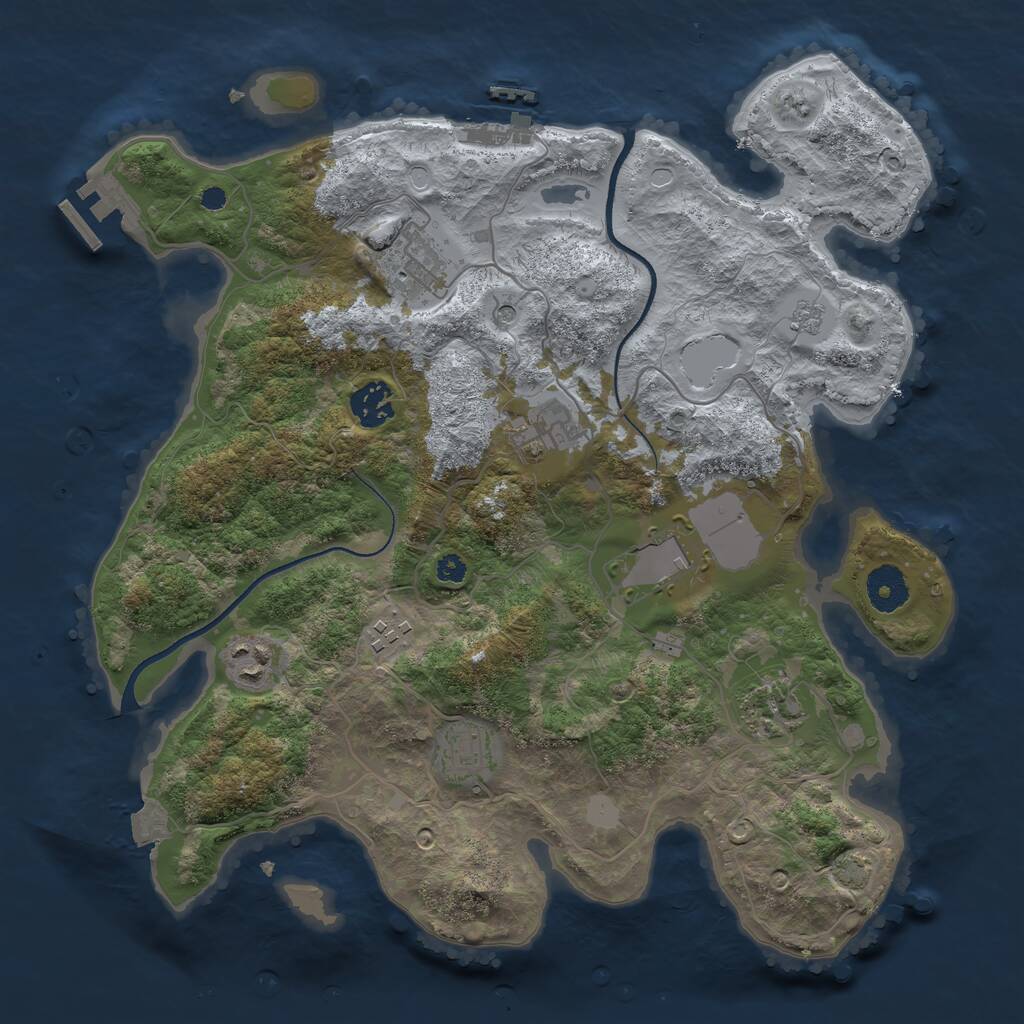 Rust Map: Procedural Map, Size: 3500, Seed: 1729530468, 14 Monuments