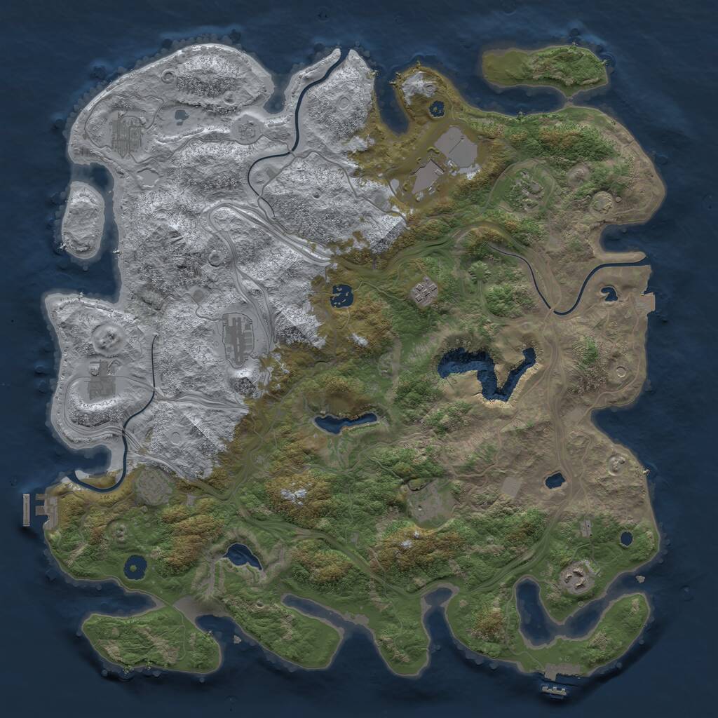 Rust Map: Procedural Map, Size: 4500, Seed: 33762211, 16 Monuments