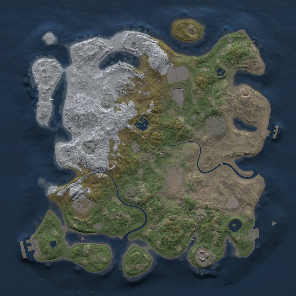 Rust Map: Procedural Map, Size: 3500, Seed: 1973992477, 12 Monuments