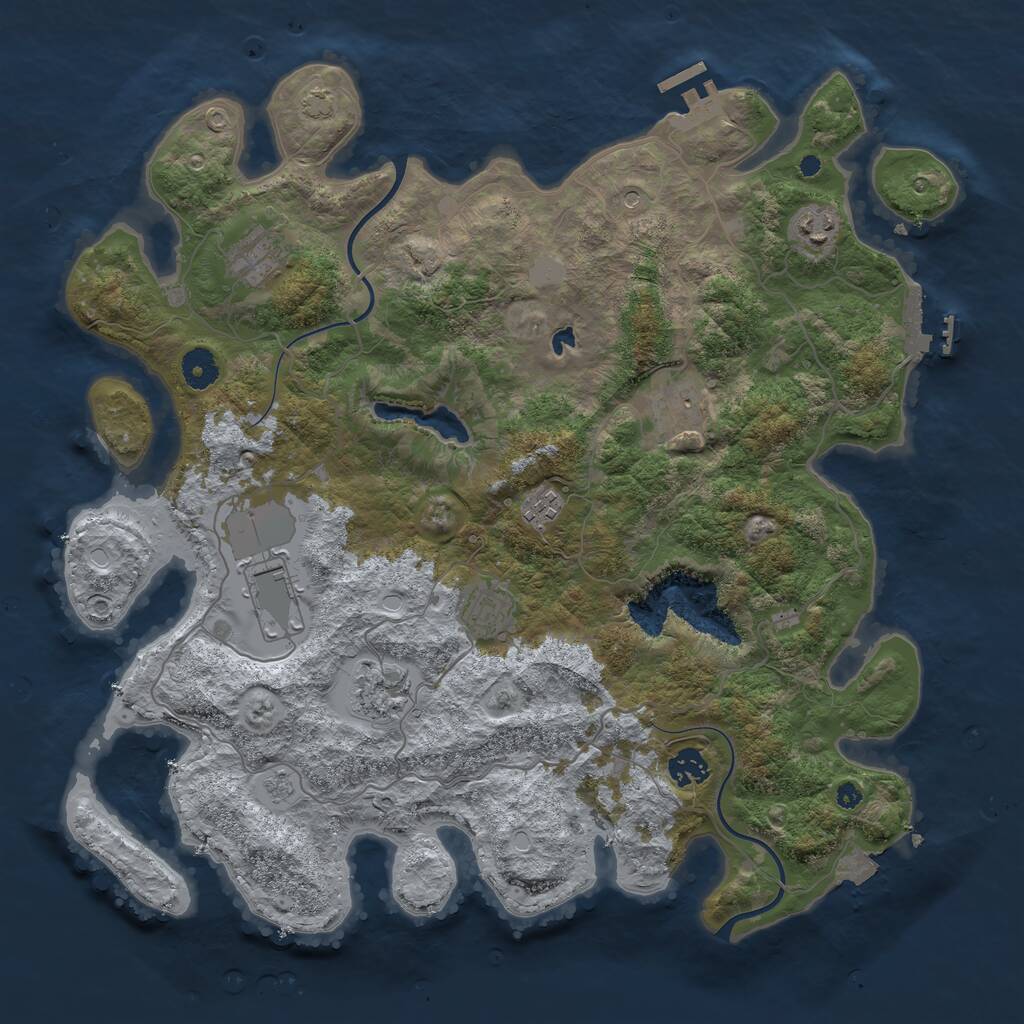 Rust Map: Procedural Map, Size: 4000, Seed: 101120524, 14 Monuments