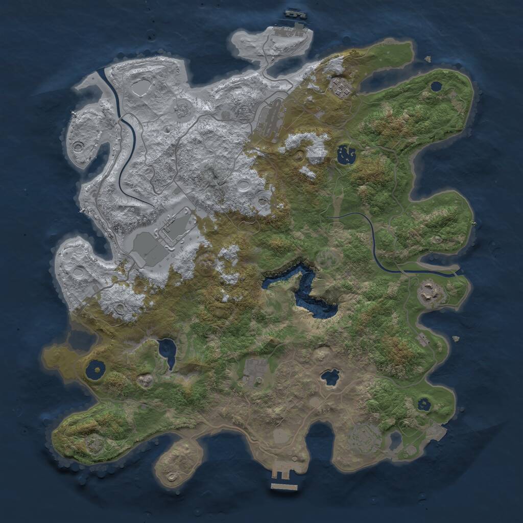 Rust Map: Procedural Map, Size: 4000, Seed: 965562983, 13 Monuments