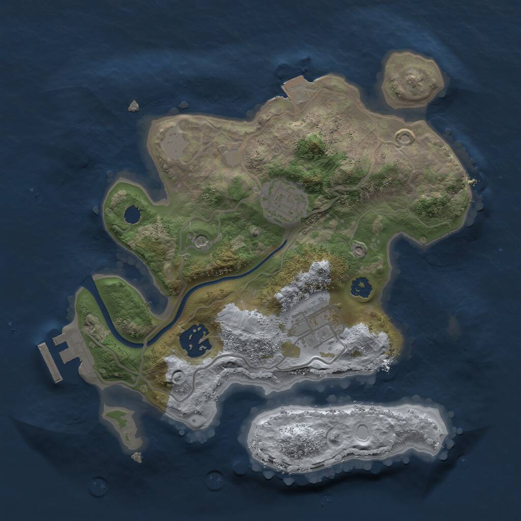 Rust Map: Procedural Map, Size: 2500, Seed: 2100482871, 6 Monuments