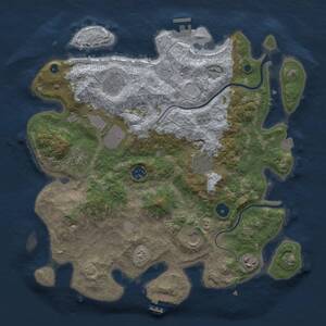 Thumbnail Rust Map: Procedural Map, Size: 3700, Seed: 149242034, 14 Monuments