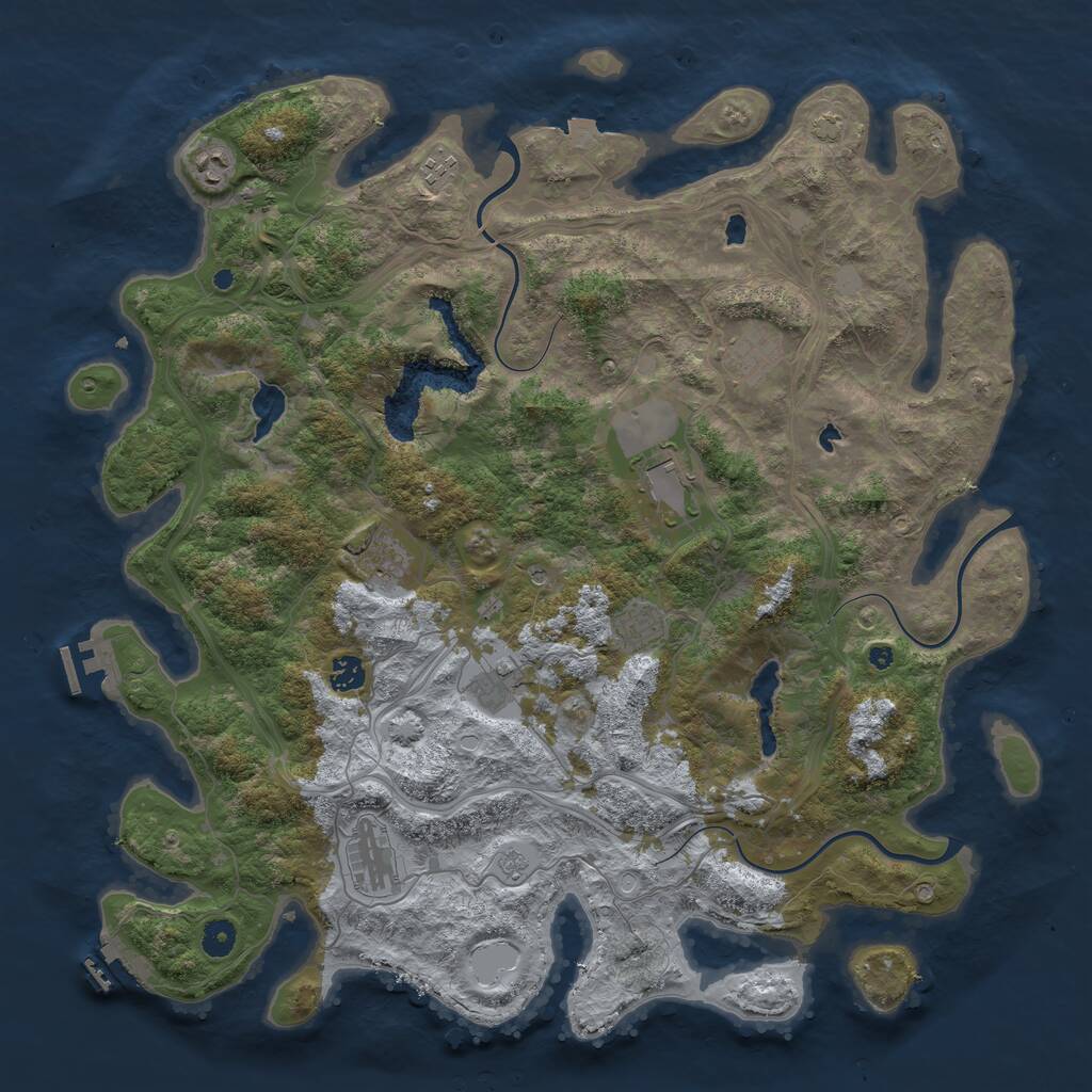 Rust Map: Procedural Map, Size: 4500, Seed: 1064949596, 15 Monuments