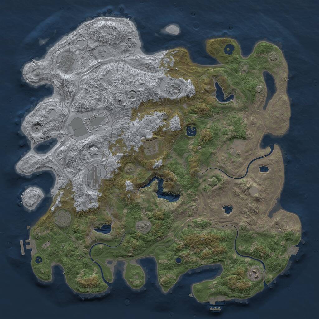 Rust Map: Procedural Map, Size: 4500, Seed: 1199342112, 15 Monuments