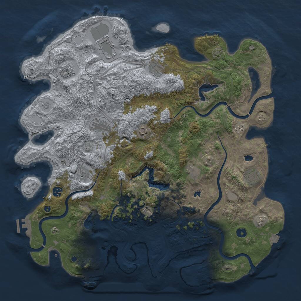 Rust Map: Procedural Map, Size: 4500, Seed: 1199342112, 16 Monuments