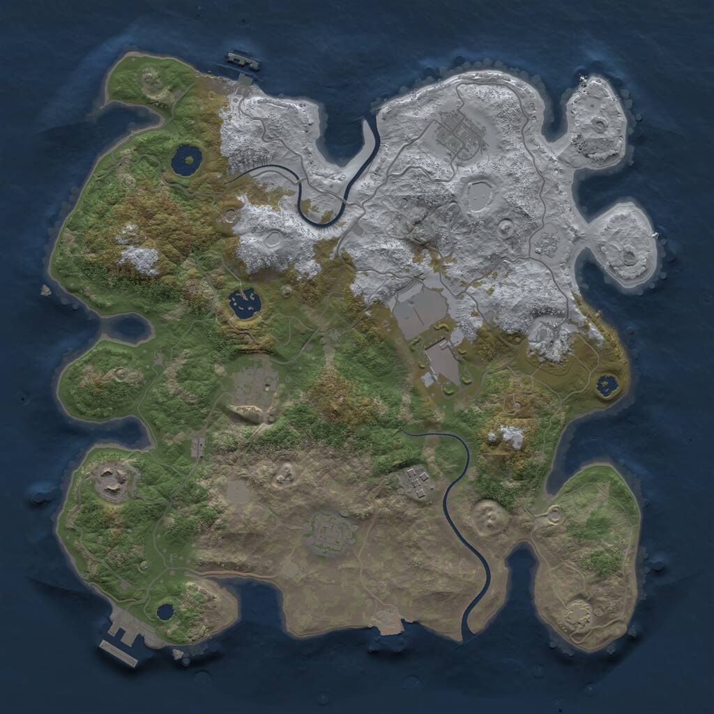 Rust Map: Procedural Map, Size: 3500, Seed: 943998245, 14 Monuments