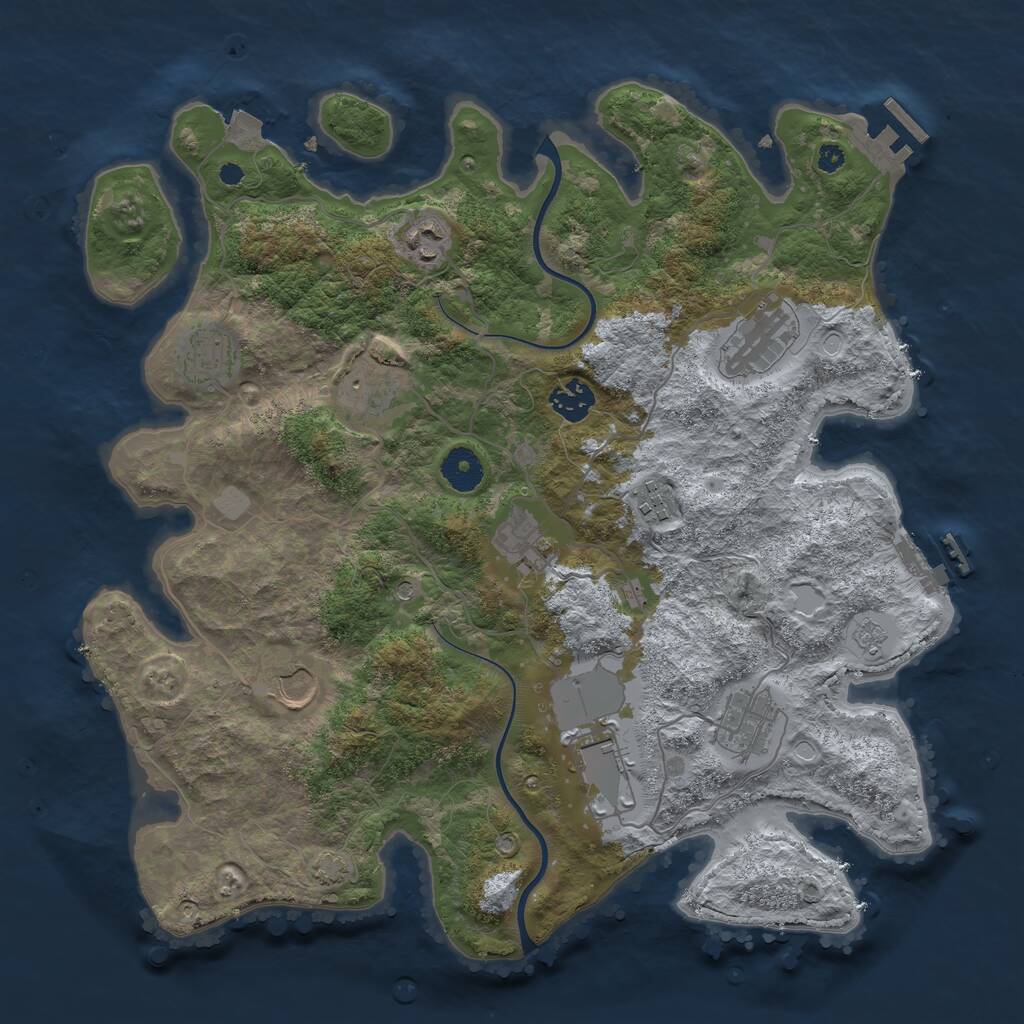 Rust Map: Procedural Map, Size: 3700, Seed: 1887638866, 16 Monuments