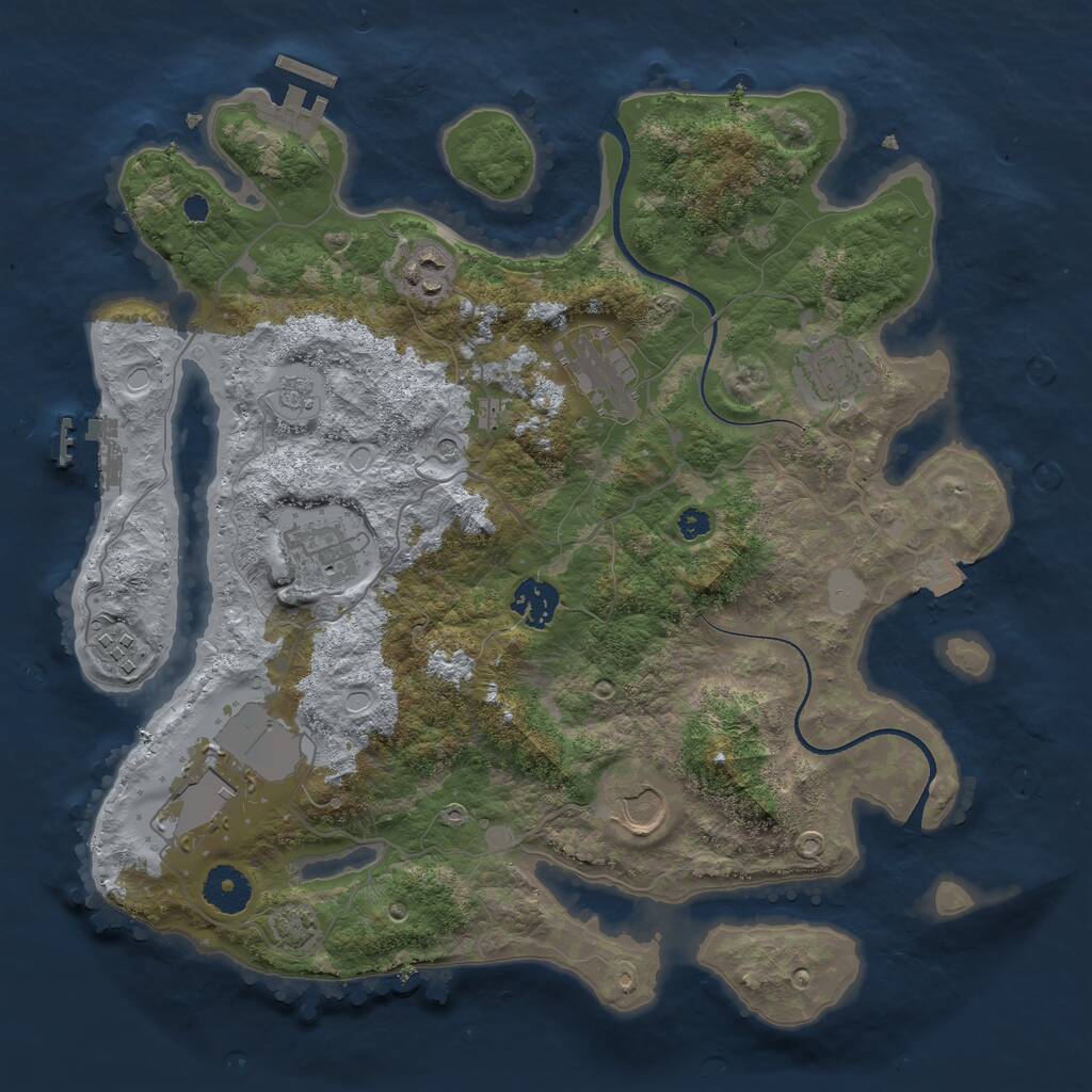 Rust Map: Procedural Map, Size: 3500, Seed: 1492718538, 14 Monuments