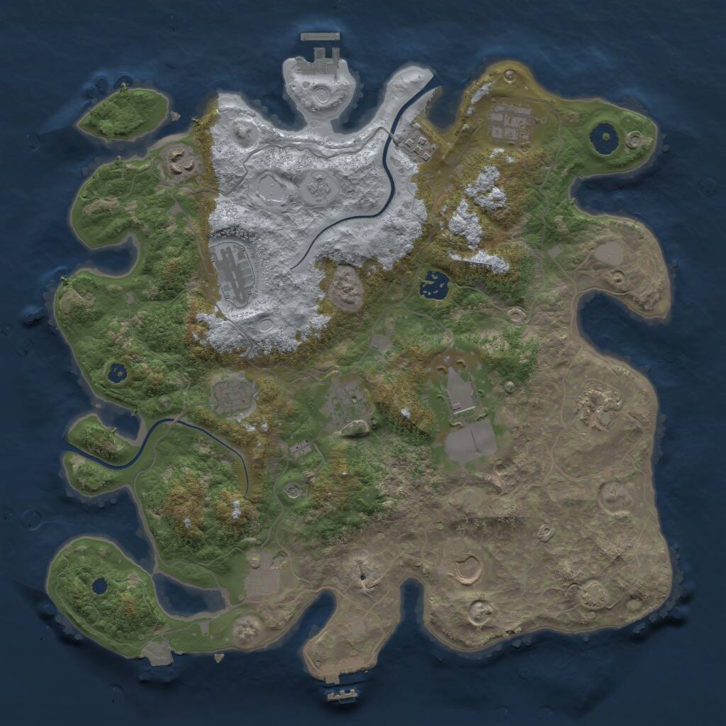 Rust Map: Procedural Map, Size: 3750, Seed: 1253741990, 17 Monuments