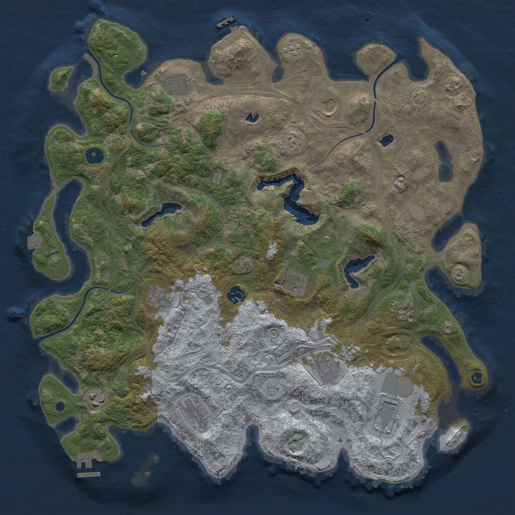 Rust Map: Procedural Map, Size: 4500, Seed: 1341182718, 17 Monuments