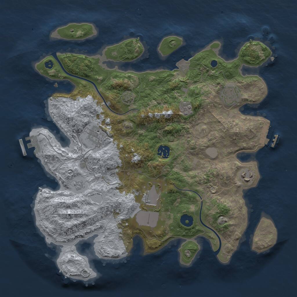 Rust Map: Procedural Map, Size: 3500, Seed: 1004031737, 12 Monuments