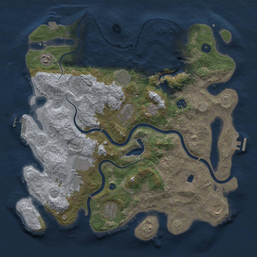 Rust Map: Procedural Map, Size: 4000, Seed: 12447, 16 Monuments