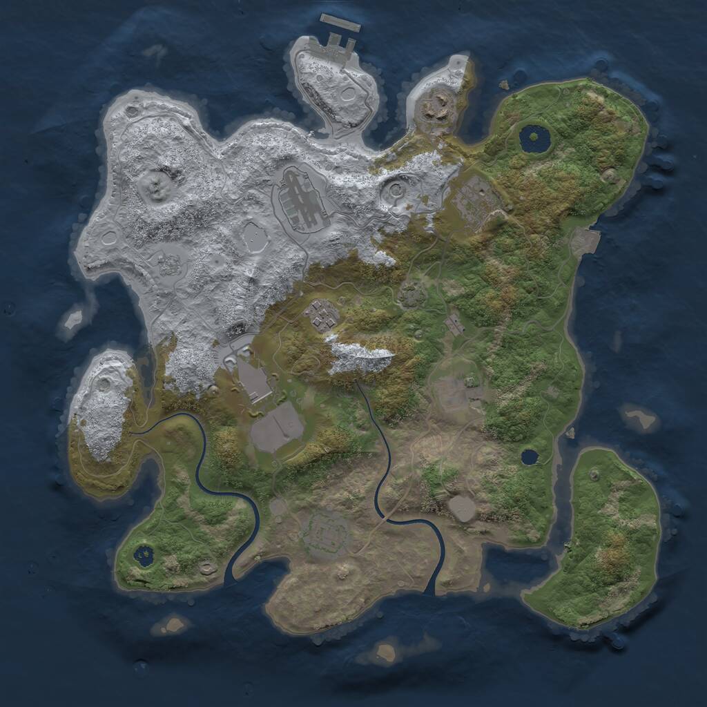 Rust Map: Procedural Map, Size: 3500, Seed: 671958522, 12 Monuments