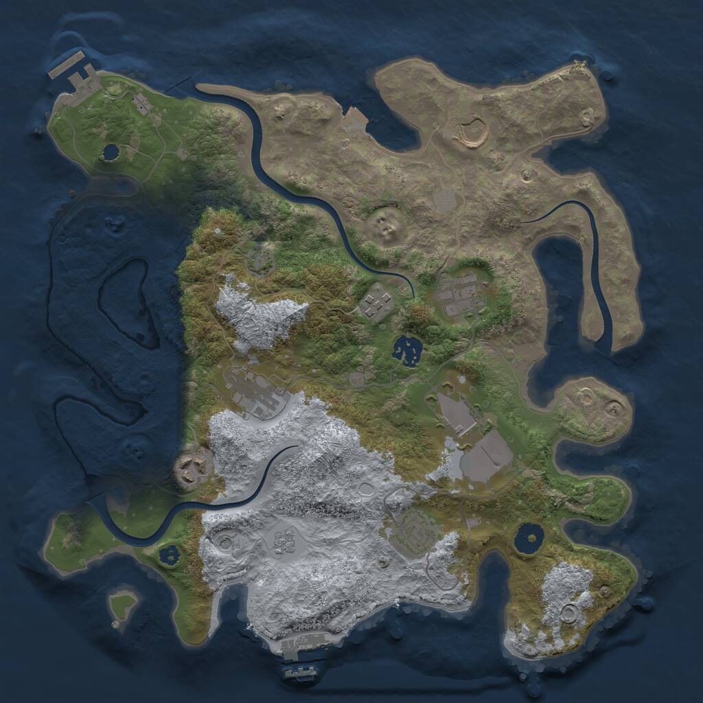 Rust Map: Procedural Map, Size: 3500, Seed: 610116660, 14 Monuments