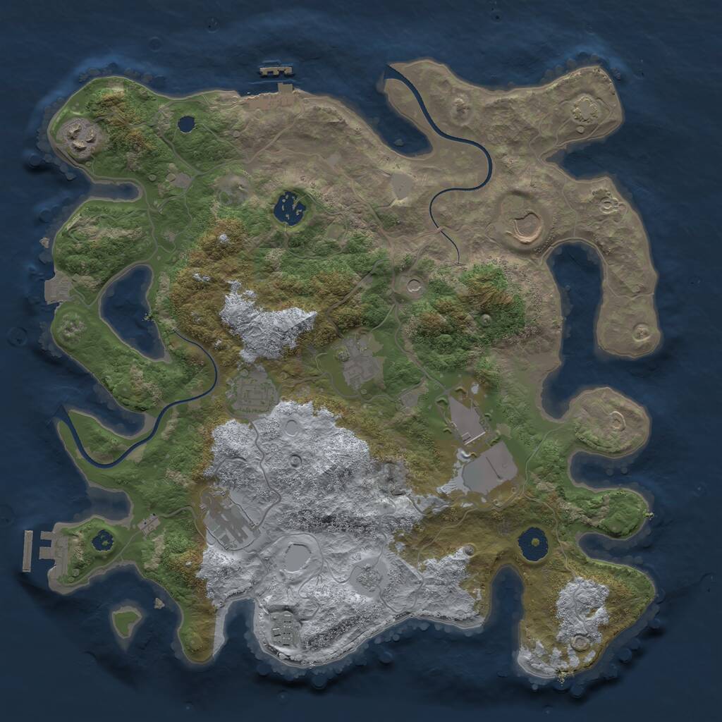 Rust Map: Procedural Map, Size: 3500, Seed: 610116660, 14 Monuments