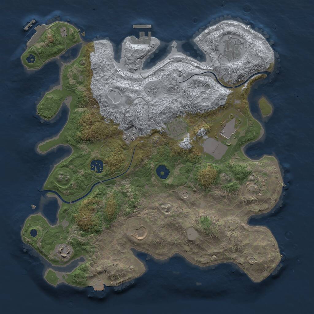 Rust Map: Procedural Map, Size: 3500, Seed: 1083036958, 14 Monuments