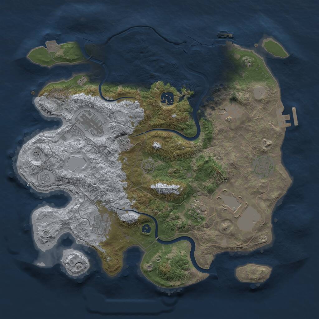 Rust Map: Procedural Map, Size: 3500, Seed: 815172222, 14 Monuments