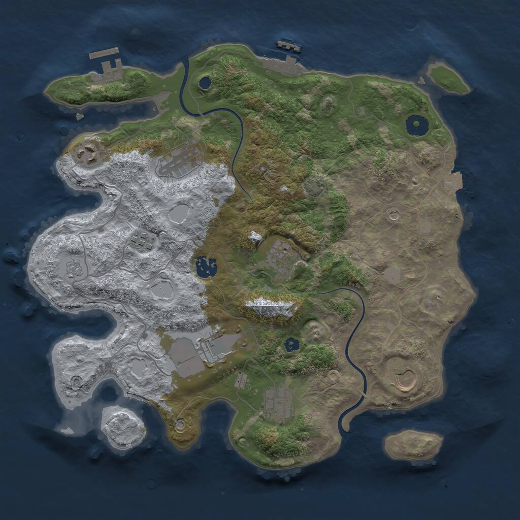 Rust Map: Procedural Map, Size: 3500, Seed: 815172222, 14 Monuments