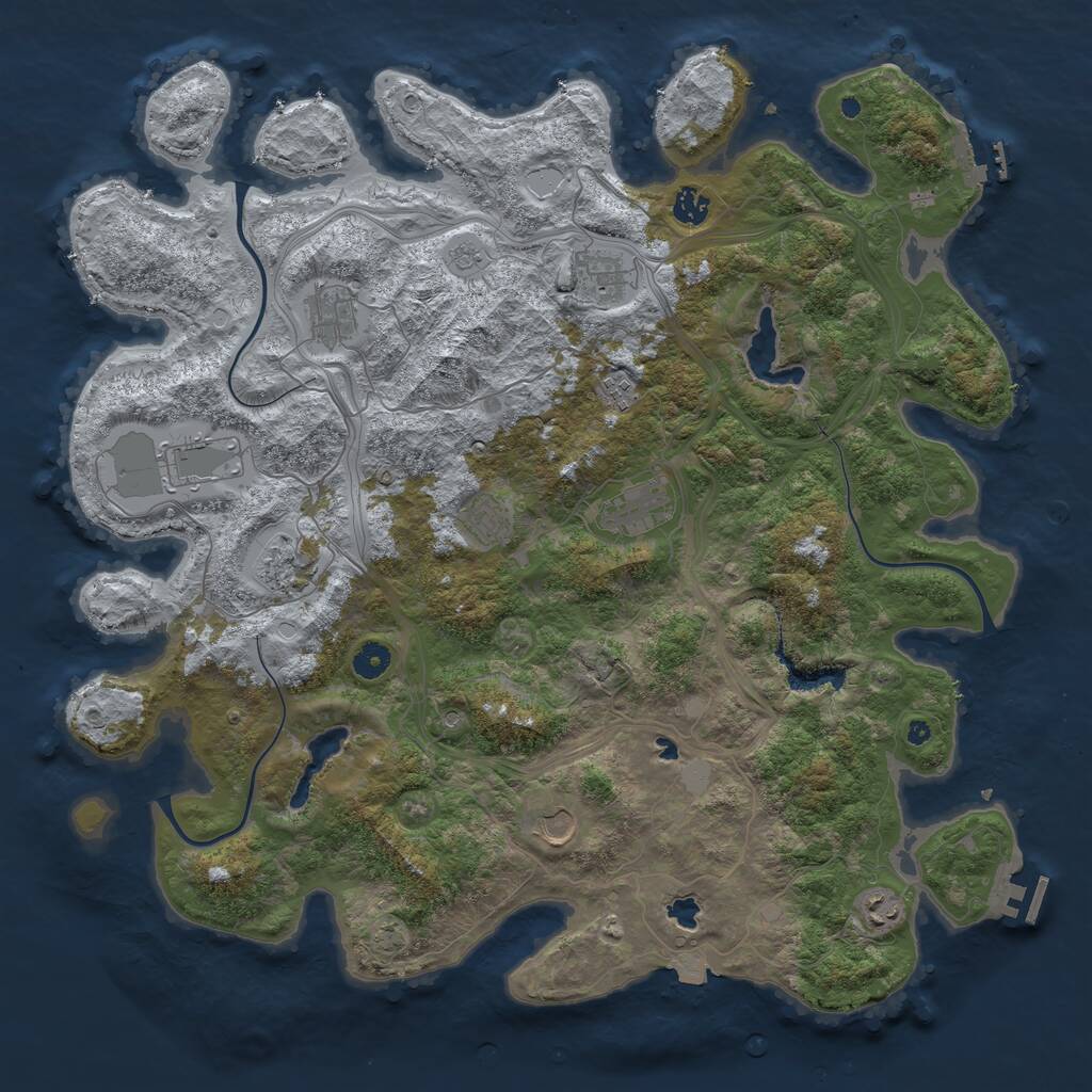 Rust Map: Procedural Map, Size: 4500, Seed: 327704745, 16 Monuments