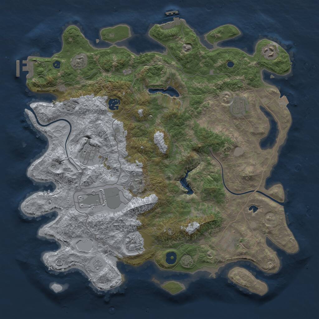 Rust Map: Procedural Map, Size: 4000, Seed: 145234, 14 Monuments