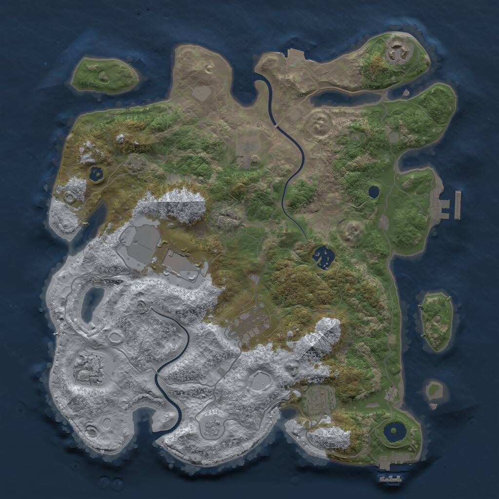 Rust Map: Procedural Map, Size: 3500, Seed: 784024936, 12 Monuments