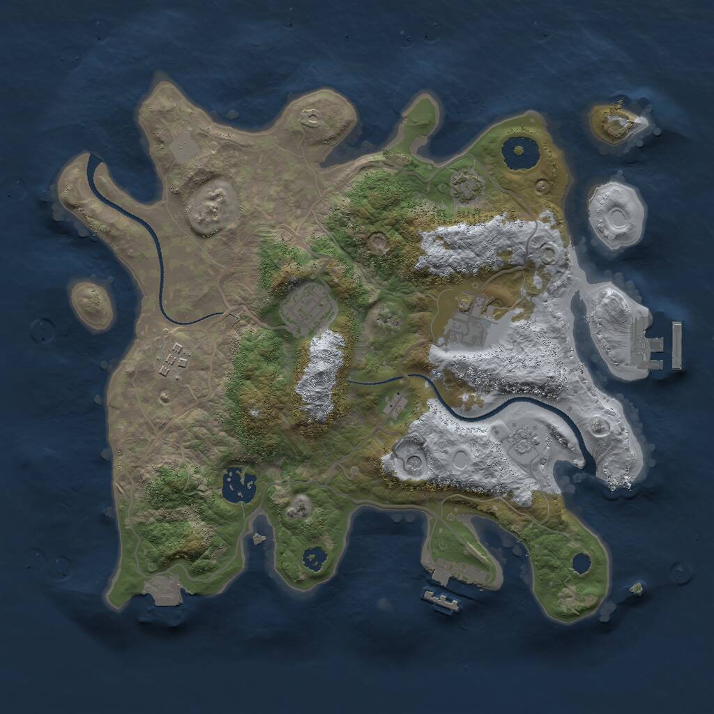 Rust Map: Procedural Map, Size: 3000, Seed: 1077711157, 10 Monuments