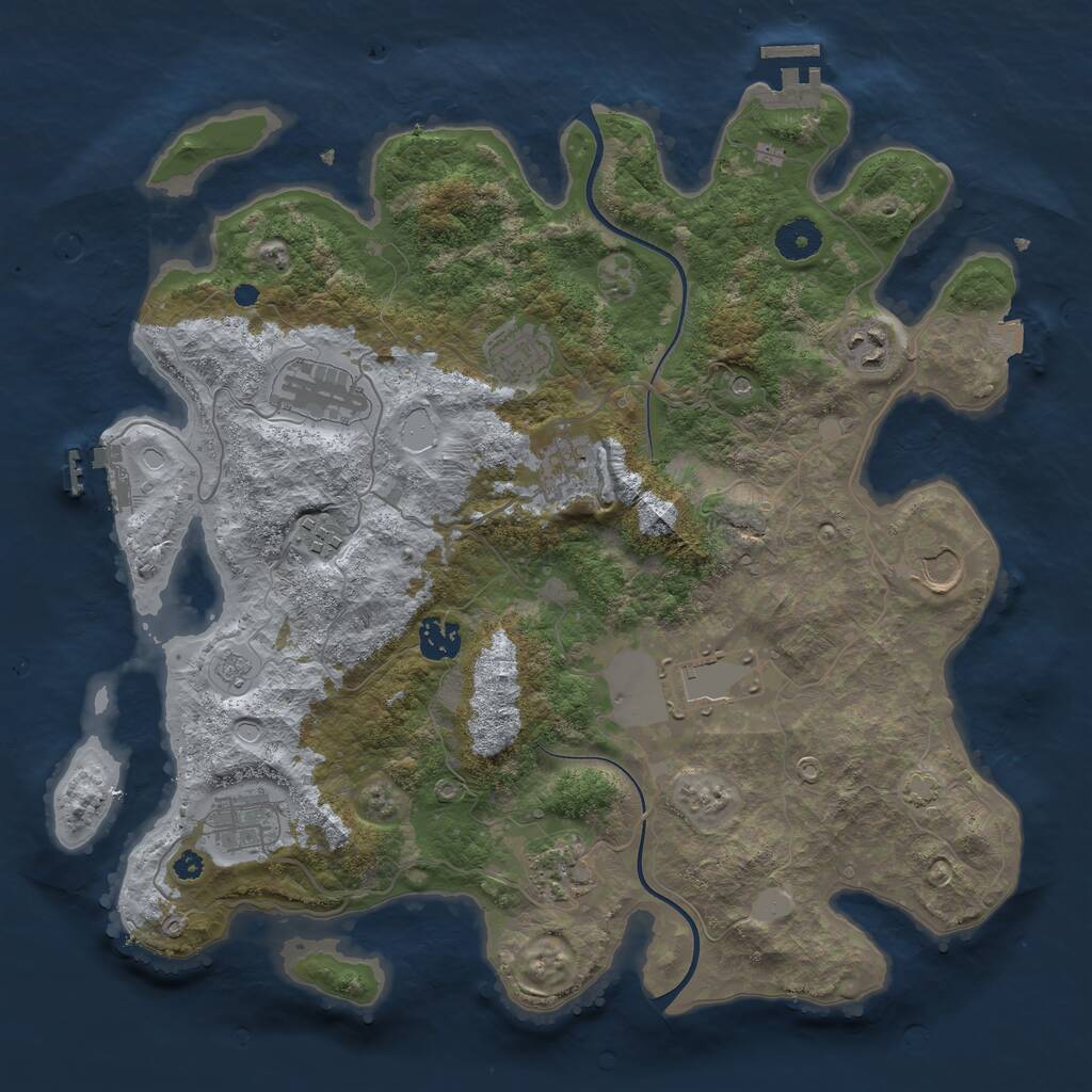 Rust Map: Procedural Map, Size: 3750, Seed: 1300581222, 16 Monuments