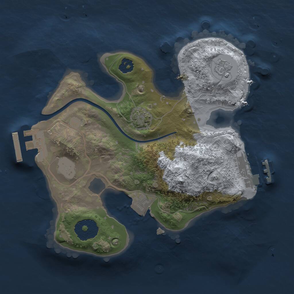 Rust Map: Procedural Map, Size: 2000, Seed: 1211878571, 5 Monuments