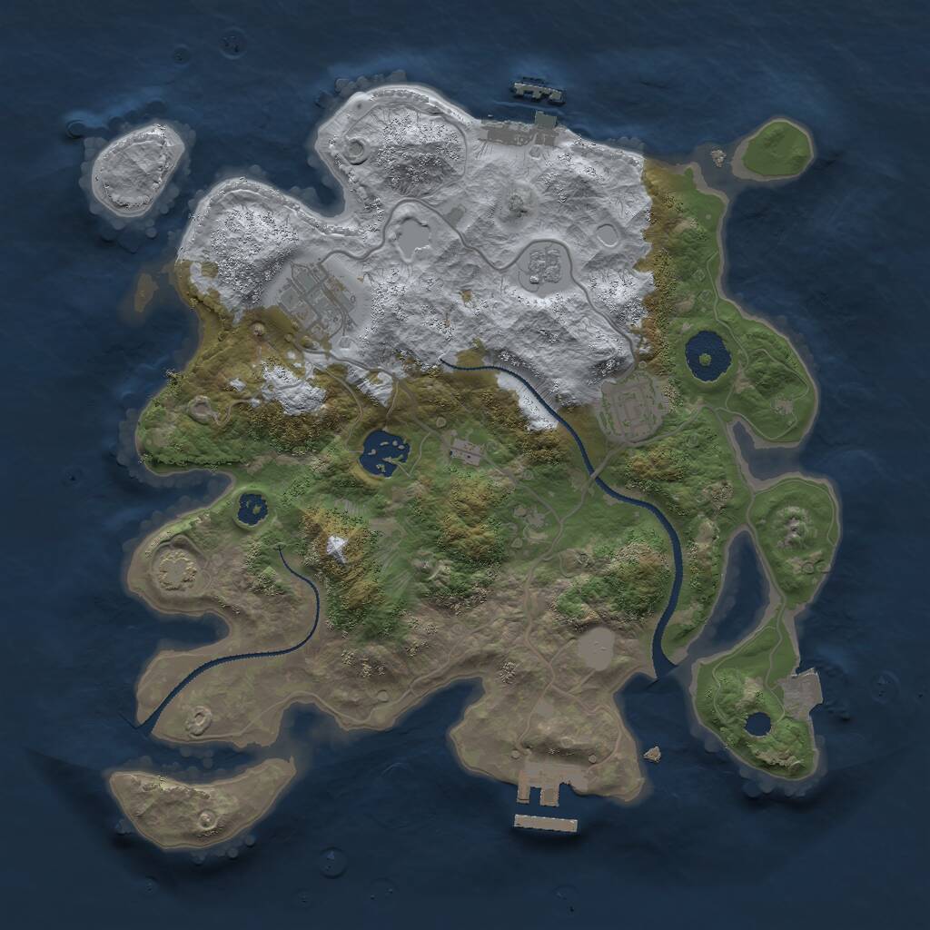 Rust Map: Procedural Map, Size: 3000, Seed: 15363, 8 Monuments