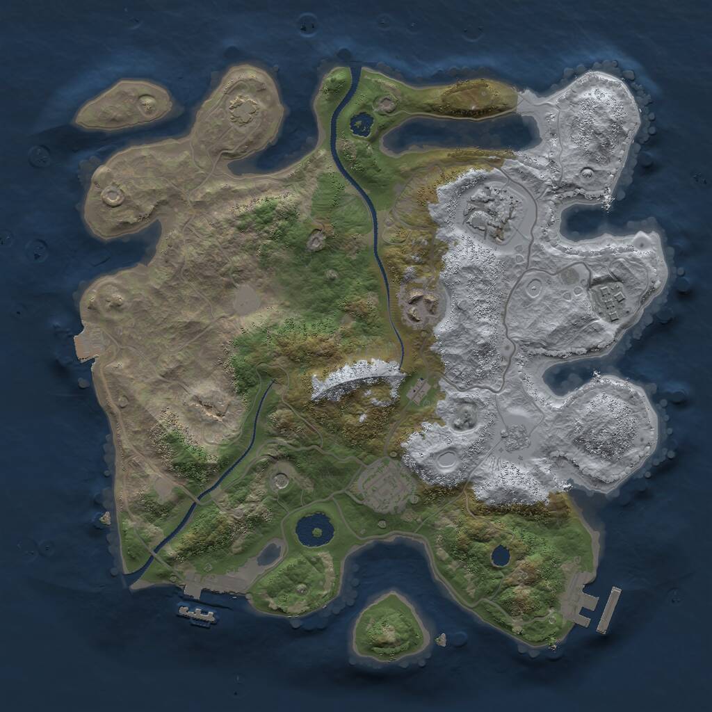 Rust Map: Procedural Map, Size: 3000, Seed: 1313878476, 10 Monuments