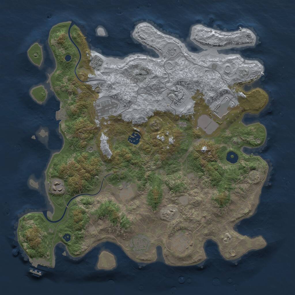 Rust Map: Procedural Map, Size: 3750, Seed: 660627002, 14 Monuments