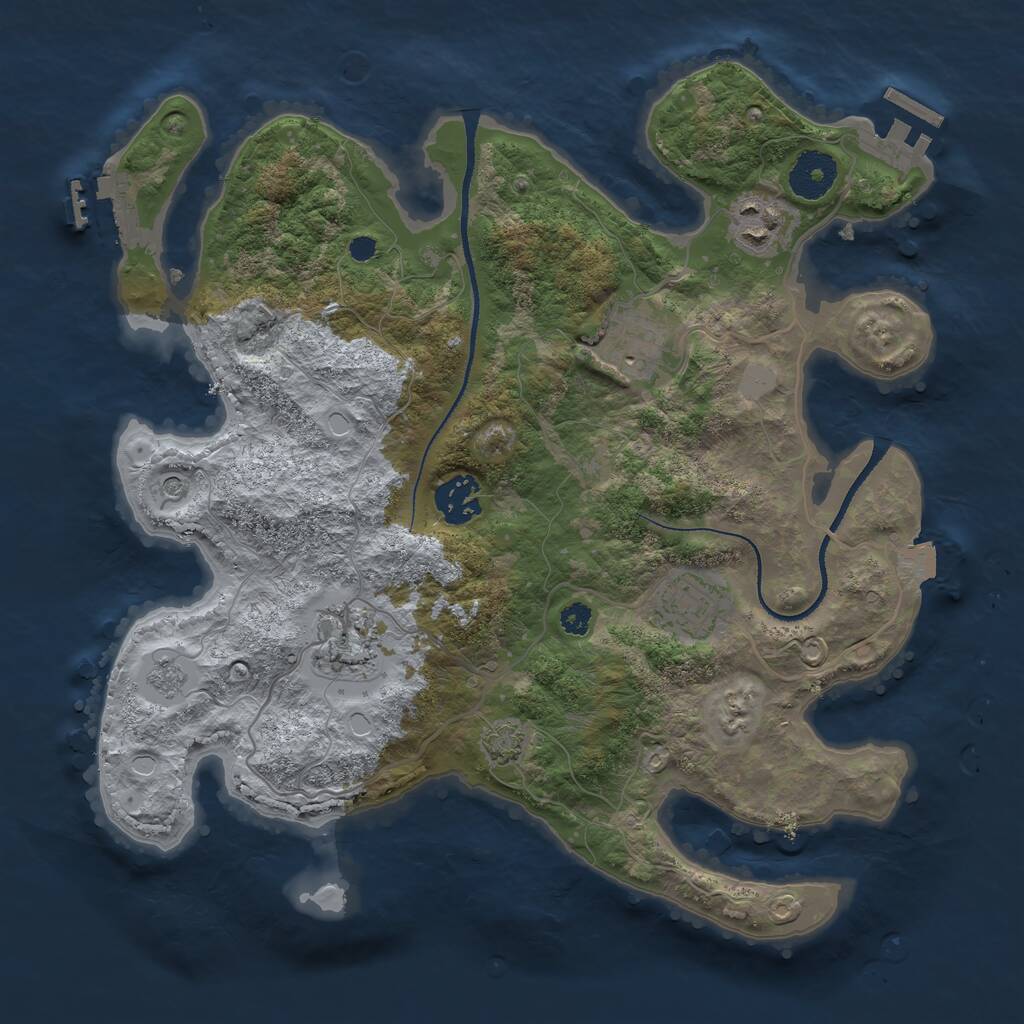 Rust Map: Procedural Map, Size: 3250, Seed: 8734796, 11 Monuments