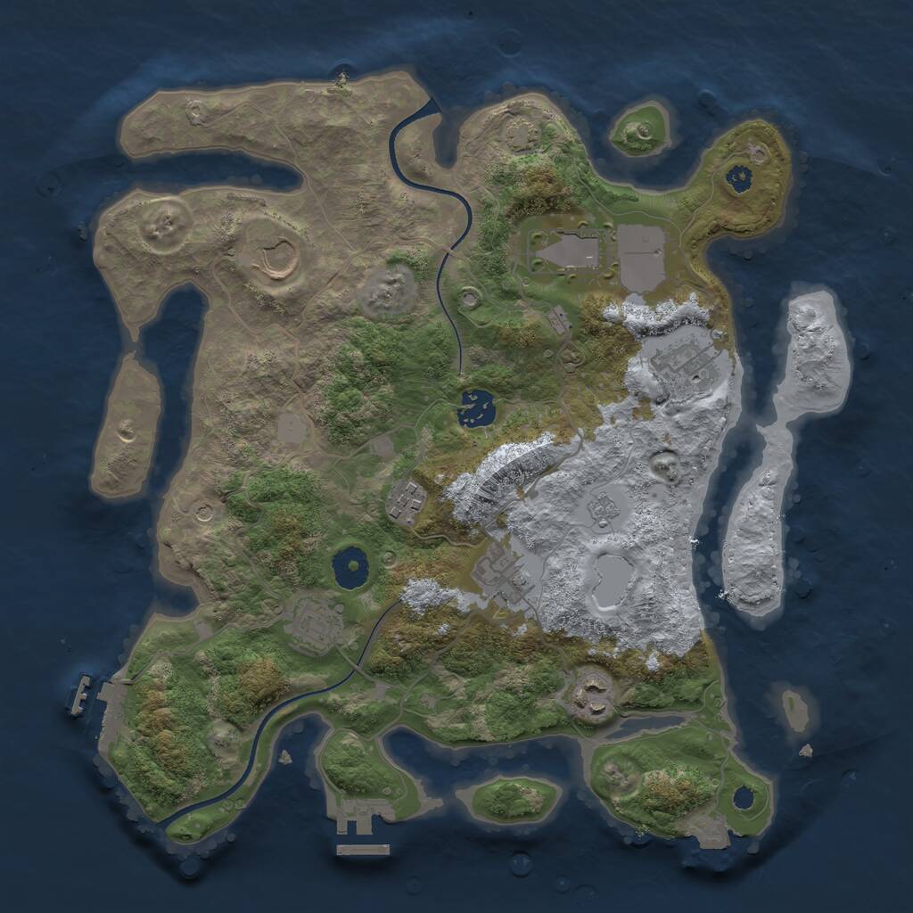 Rust Map: Procedural Map, Size: 3500, Seed: 2666666, 14 Monuments