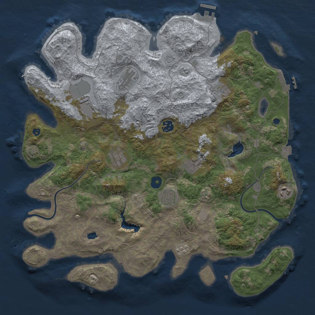 Rust Map: Procedural Map, Size: 4000, Seed: 47021, 15 Monuments