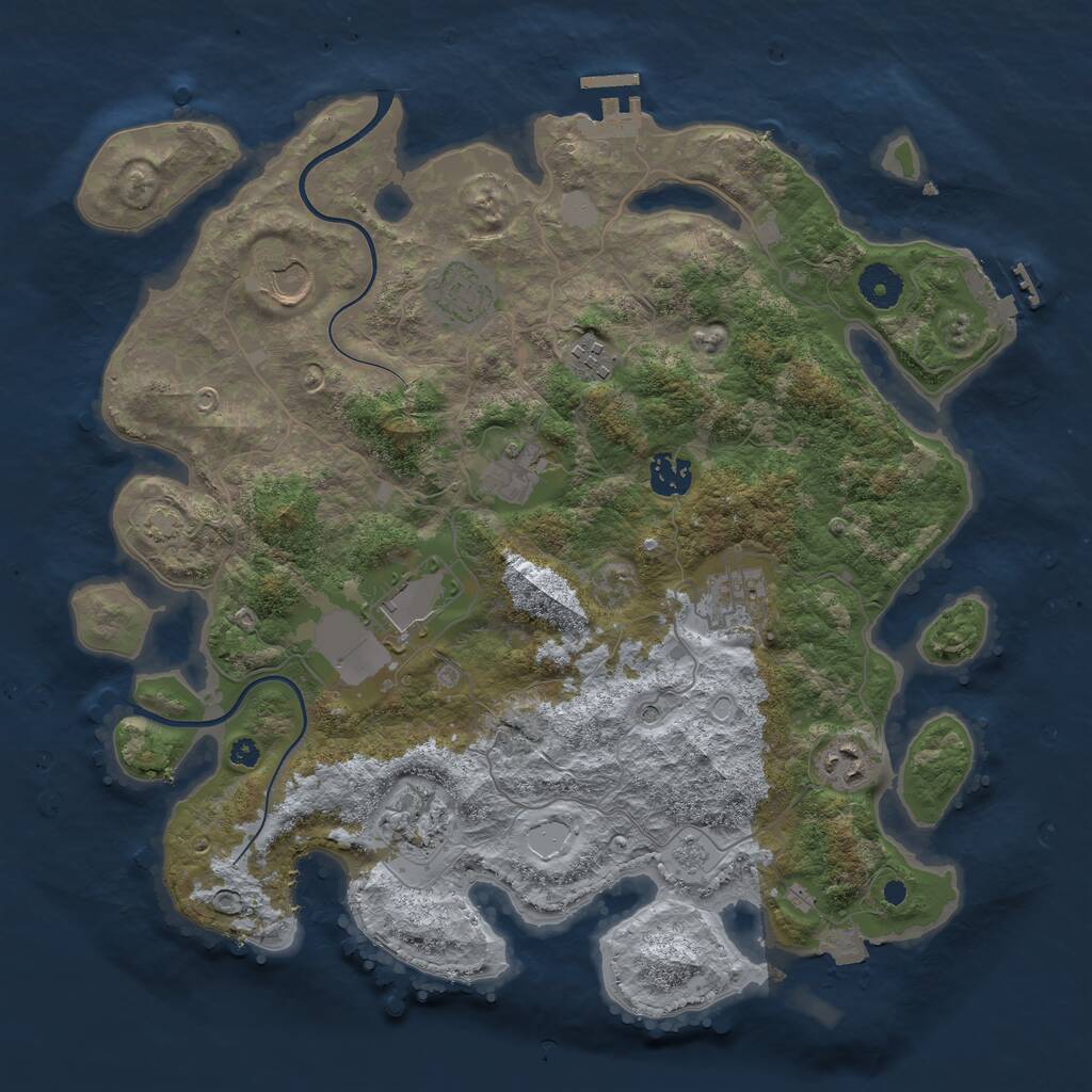 Rust Map: Procedural Map, Size: 3750, Seed: 1577941253, 15 Monuments