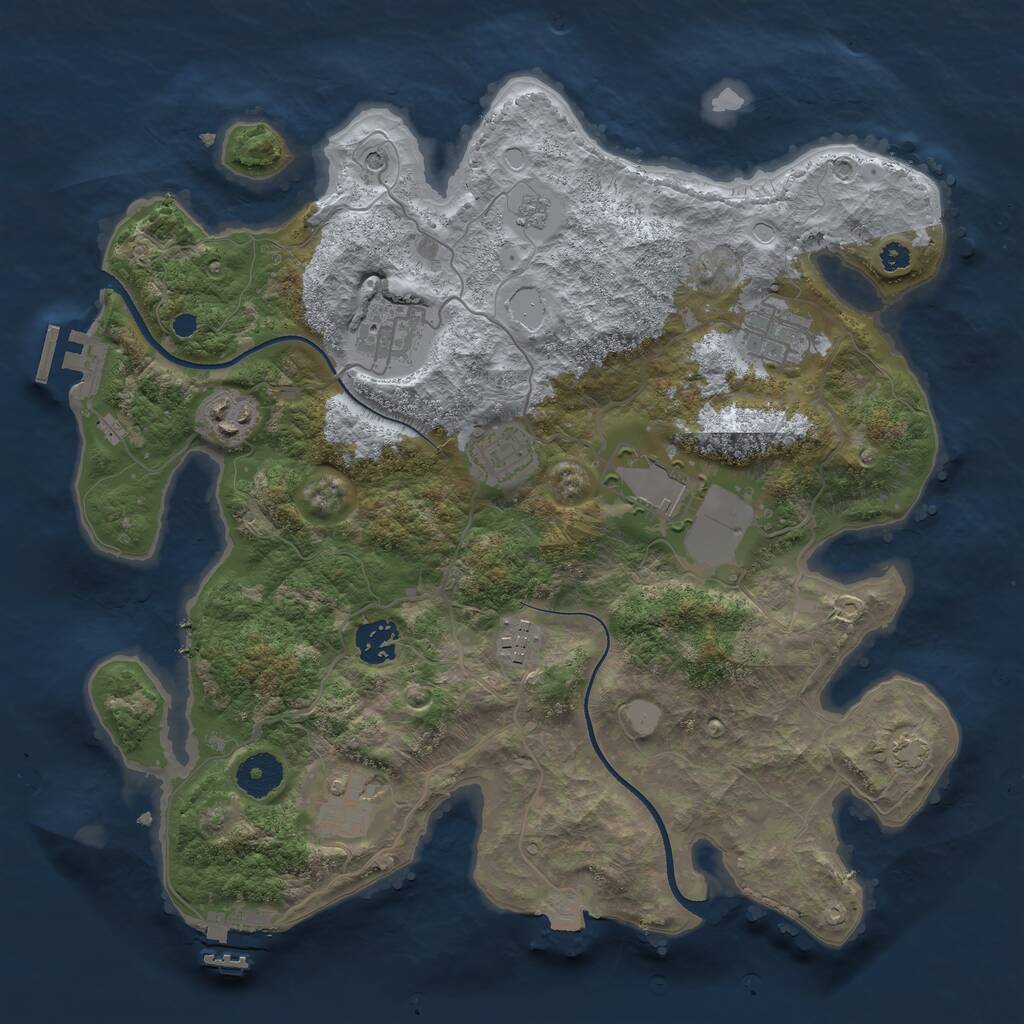 Rust Map: Procedural Map, Size: 3500, Seed: 617862882, 14 Monuments