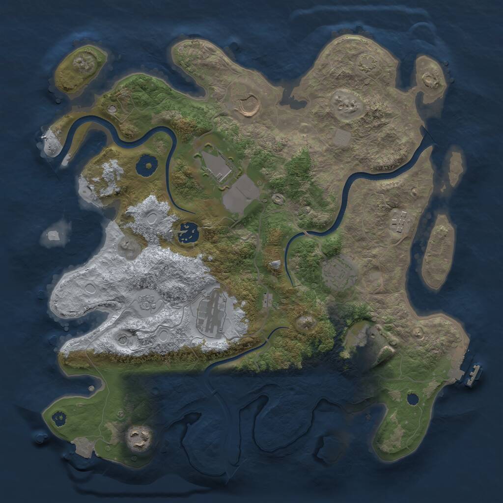 Rust Map: Procedural Map, Size: 3500, Seed: 66247858, 13 Monuments