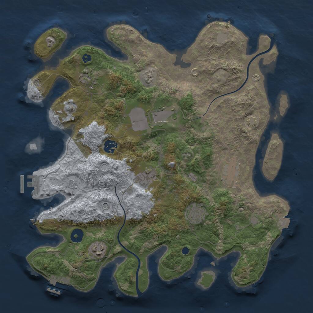 Rust Map: Procedural Map, Size: 3500, Seed: 66247858, 13 Monuments