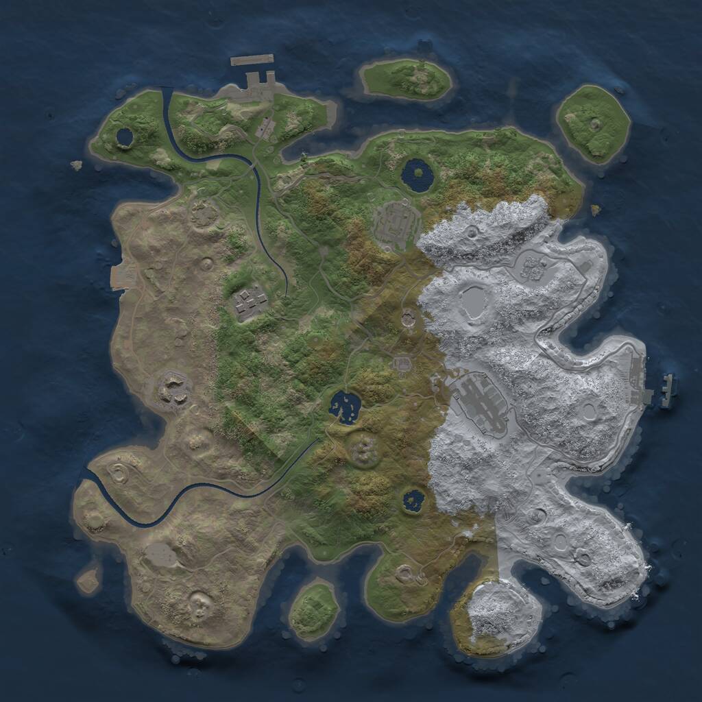 Rust Map: Procedural Map, Size: 3300, Seed: 446861477, 11 Monuments