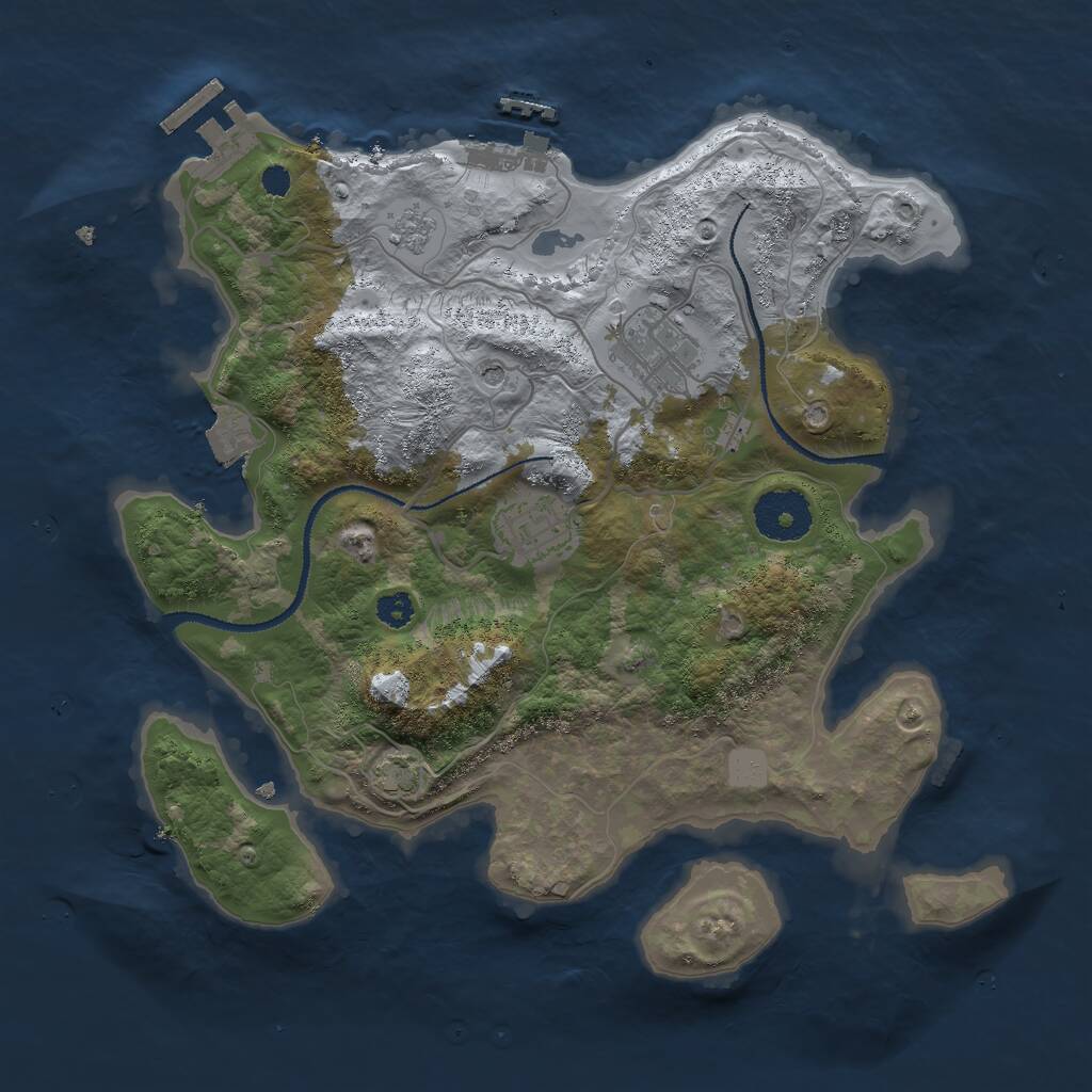 Rust Map: Procedural Map, Size: 3000, Seed: 892497181, 8 Monuments