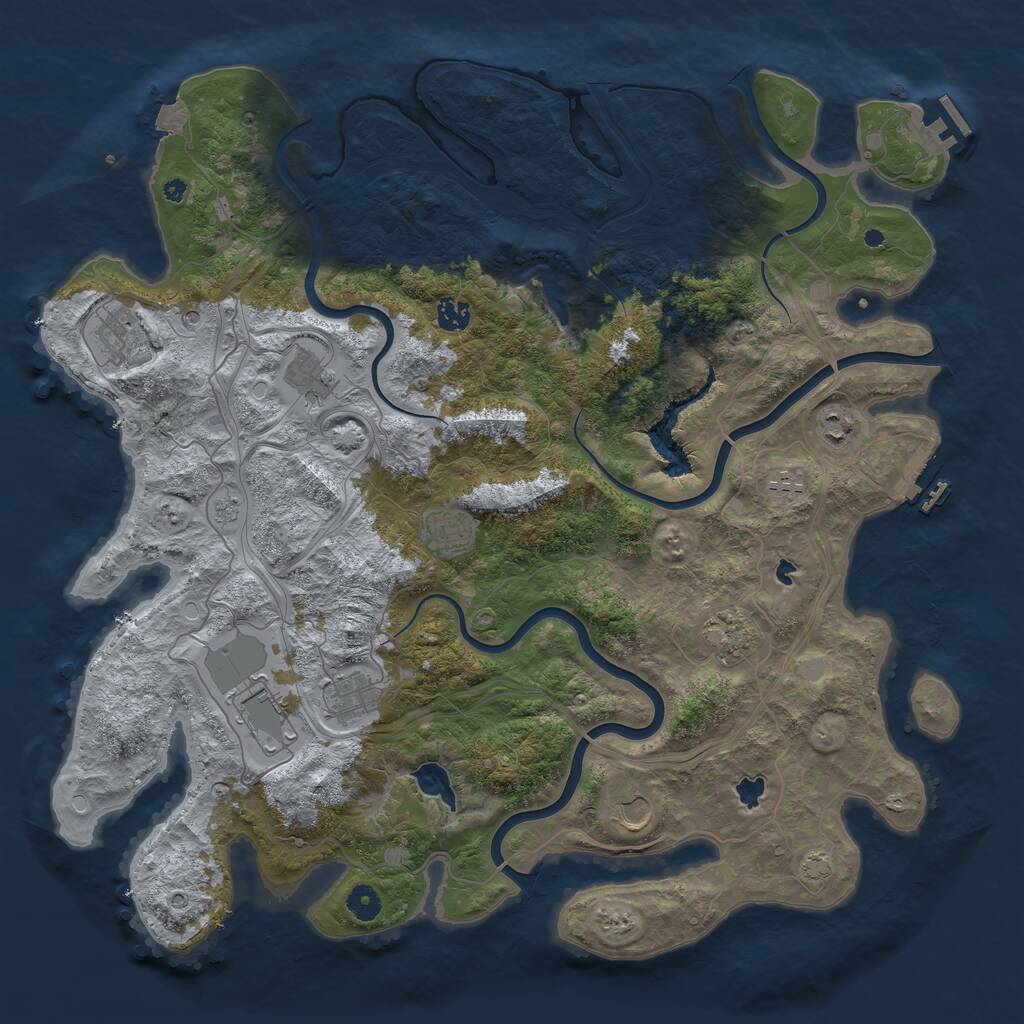Rust Map: Procedural Map, Size: 4500, Seed: 1540285012, 16 Monuments
