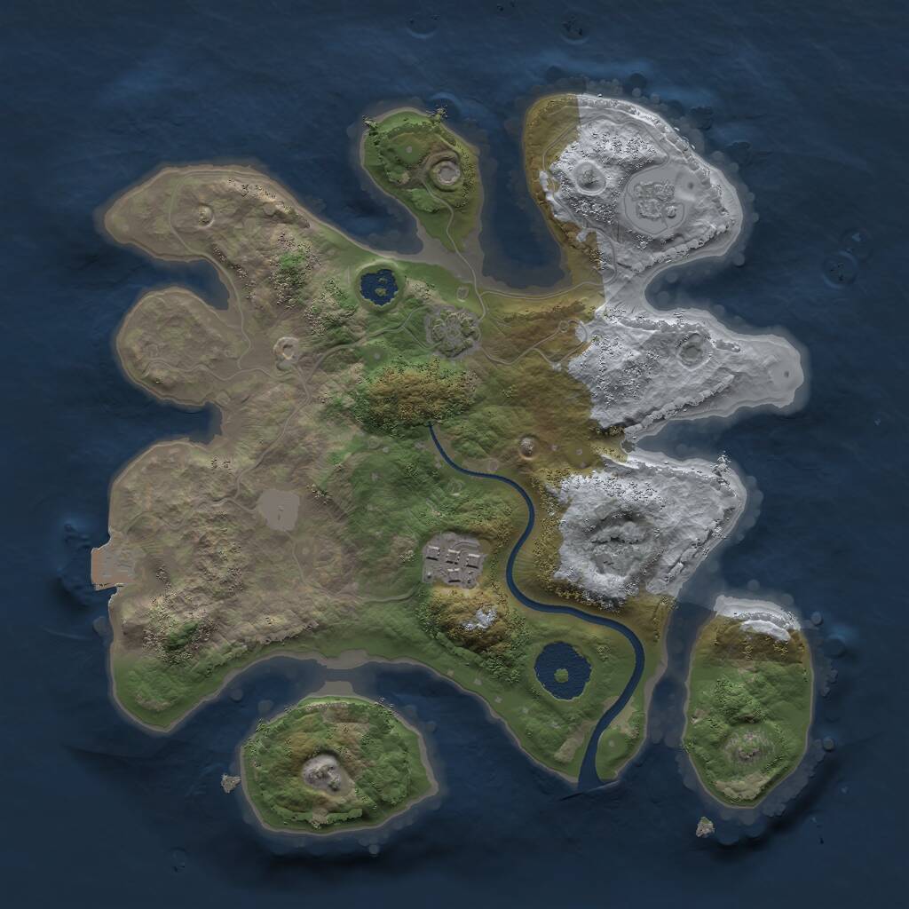 Rust Map: Procedural Map, Size: 2500, Seed: 40541, 4 Monuments